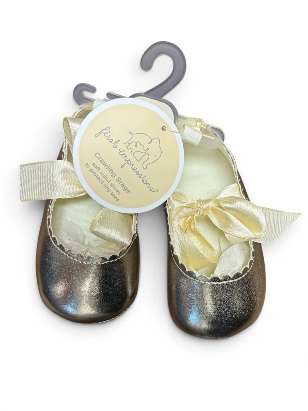 Baby Gold Ribbon Mary Jane Baby Shoes